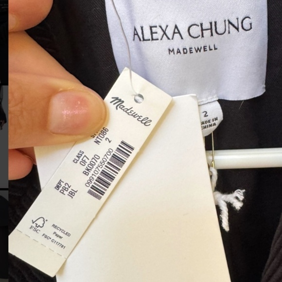BRAND NEW Alexa Chung for Madewell Black Corduroy Oversized Long Coat  in Size 2 - Picture 8 of 9